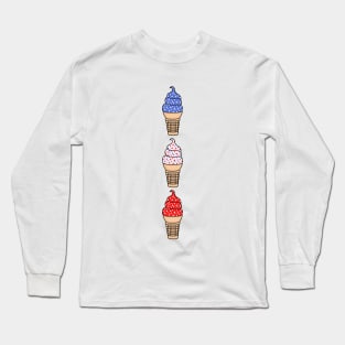 Red, White, and Blue Ice Cream Cones, with Star Sprinkles Long Sleeve T-Shirt